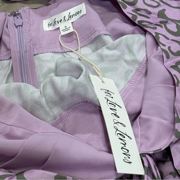 For Love & Lemons NWT Small Animal Print June Mini Dress Babydoll Party Cocktail - Picture 6 of 9